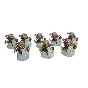 Lot Of 8 Snowman Napkin Rings Metal Rustic Winter Christmas Decor Country